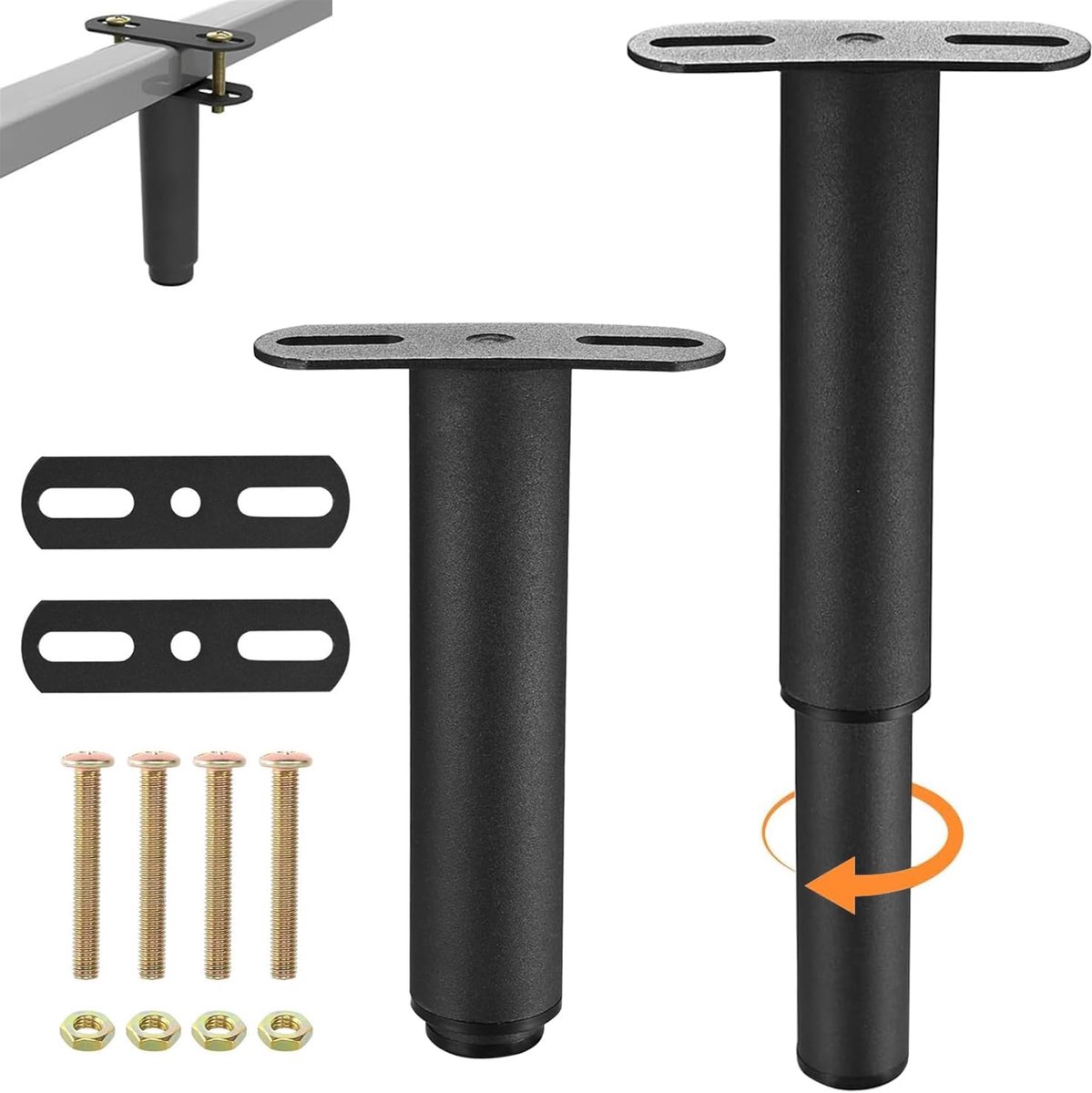 Bedpoten verstelbaar 18-33 cm - T-vormige metalen steun - Geschikt voor meubels - Ideaal voor slatframes - ShopVlot