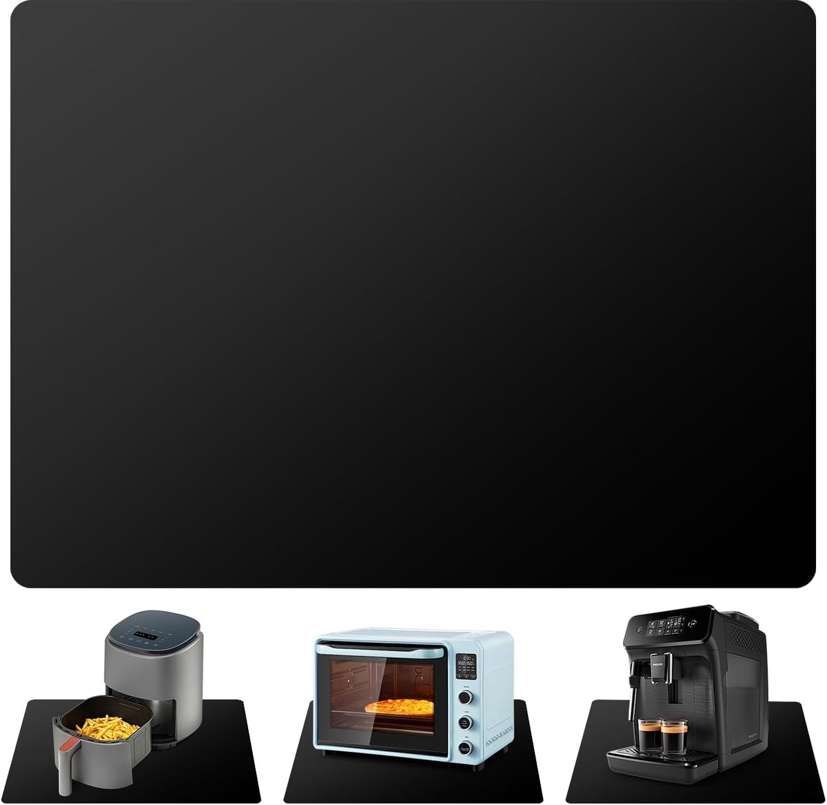 Siliconen tafelmat 60 x 40 cm - zwart - hittebestendig - beschermt werkblad - ShopVlot