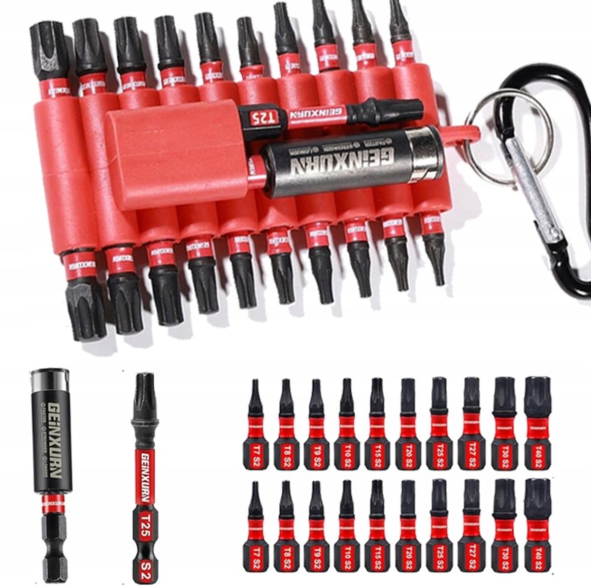 22-delige Torx Bitset voor Schroefmachines - Lange Bits