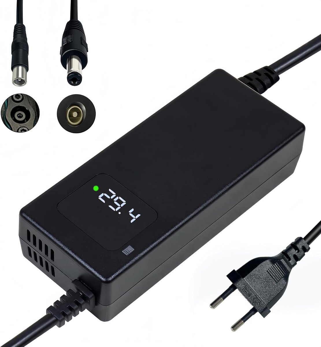 Batterijlader 29.4 V 4 A - voor lithium batterij 24 V - met LED-display - veilig opladen met bescherming - ShopVlot