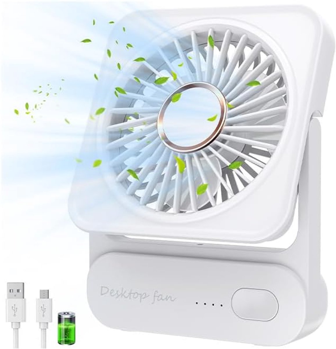 USB Ventilator, Mini Ventilator 3 Snelheden - Draagbare Ventilator met 2000mAh Batterij - ShopVlot