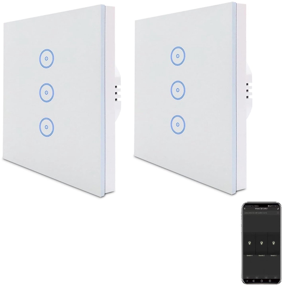 Zigbee lichtschakelaar 3-wegs - 2 packs - slimme bediening - eenvoudig te installeren - ShopVlot