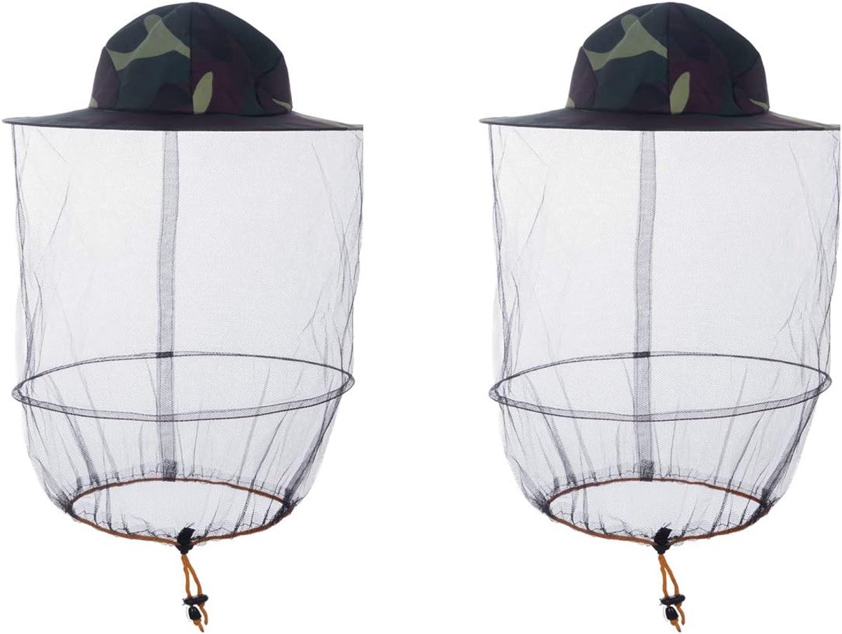 Bijenhouderij ronde bijenhoed met net - 2 stuks - groene kleur - bescherming tegen insecten - ShopVlot