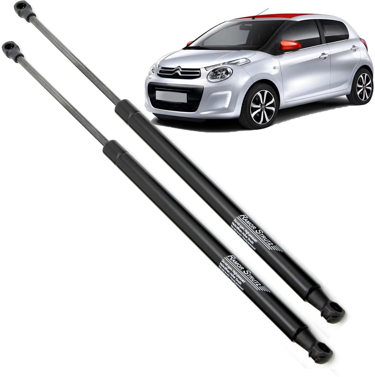 Gasveer demper achterklep 2x - compatibel met Citroen C1 Mk2 2014-2022 - vervanging voor B000877780 - ShopVlot