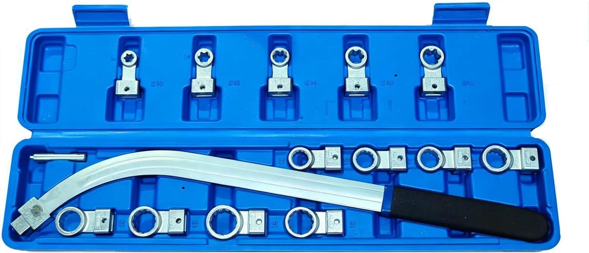 Gereedschapsset voor ribbelriemen 15-delig - universeel spannergereedschap - E-Torx-dopsleutels - ShopVlot