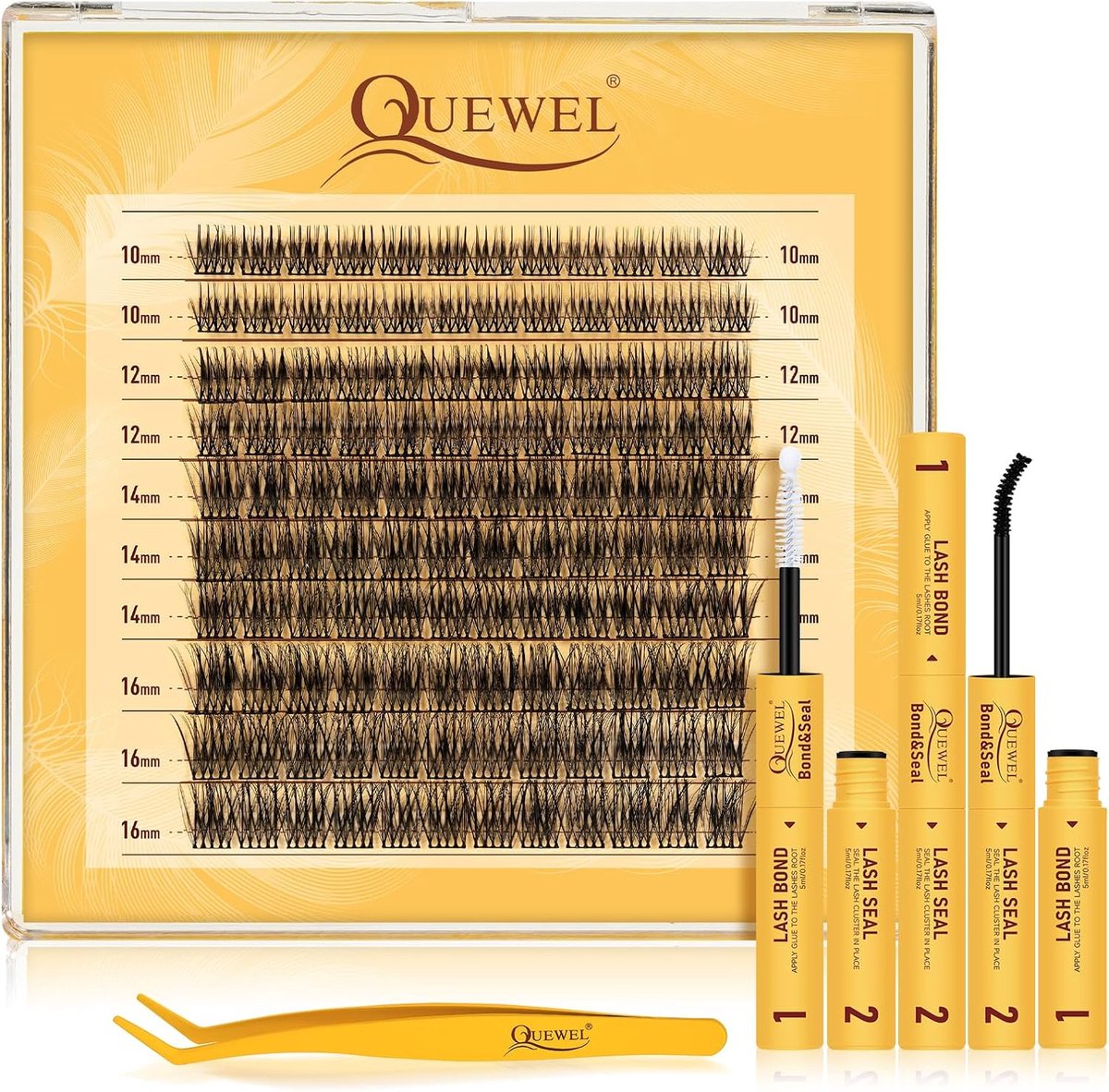 Wimperset 120 Natuurlijke Individuele Wimpers - Cluster Wimpers 10-16 mm - Inclusief Wimperlijm en Pincet - ShopVlot