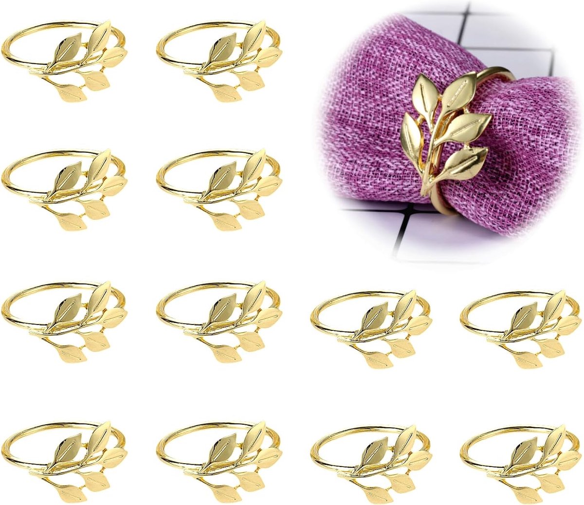 Servettenringen set van 13 - gouden bladvorm - perfect voor tafeldecoratie - ideaal voor feesten - ShopVlot
