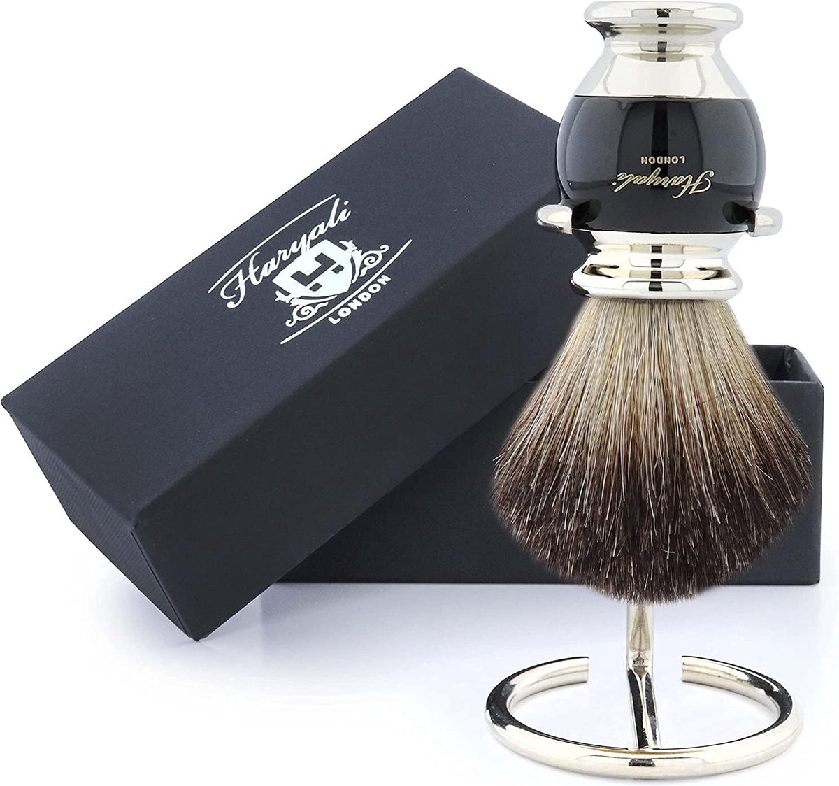 Scheerkwast - Zwart Bangoedhaar - Met Duitse roestvrijstalen standaard - Perfect voor een luxe scheerervaring - ShopVlot