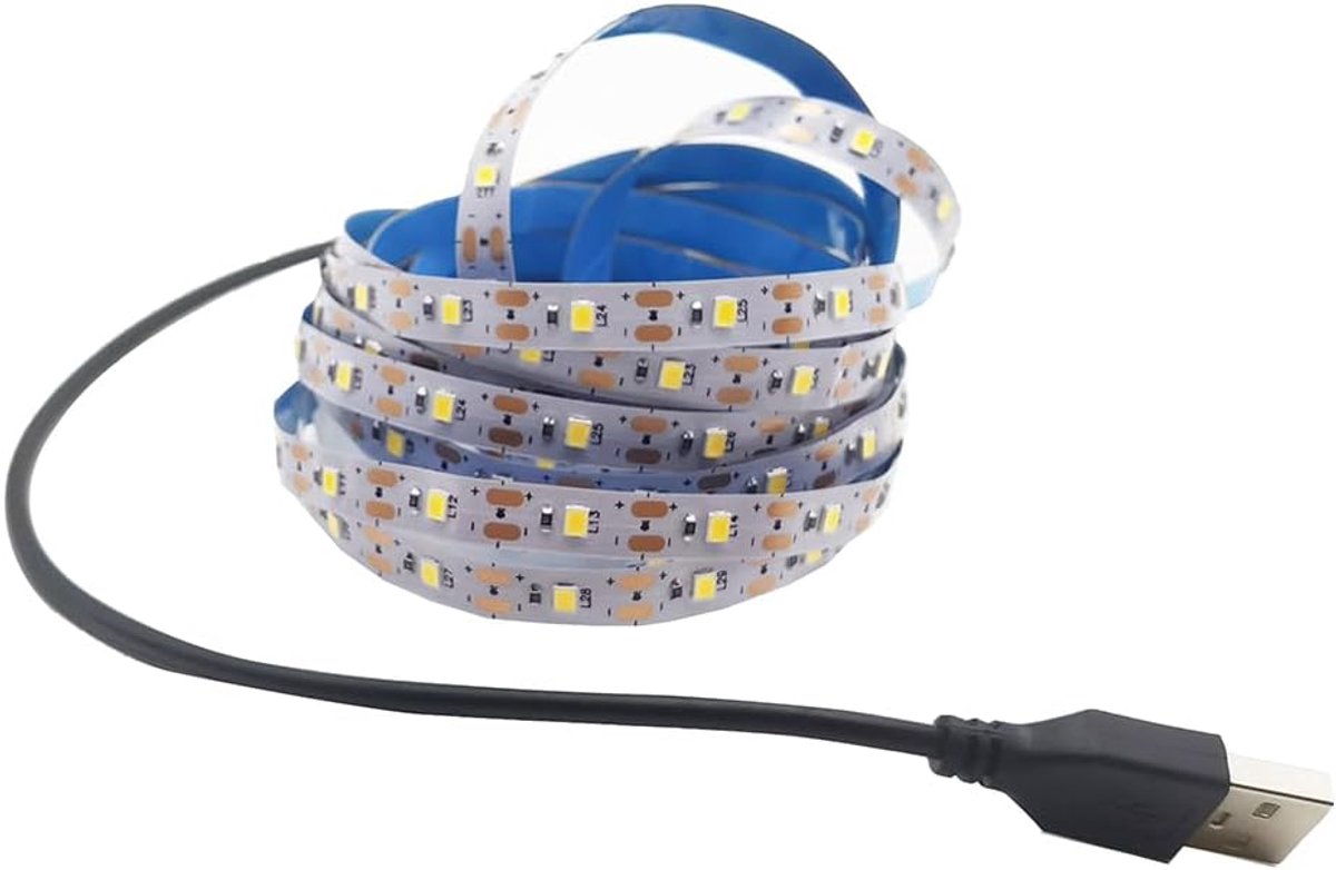LED Strip 5 m Warm Wit - USB Aansluiting - 300 SMD 3528 LED's - Ideaal voor Tv- en Laptopverlichting - ShopVlot
