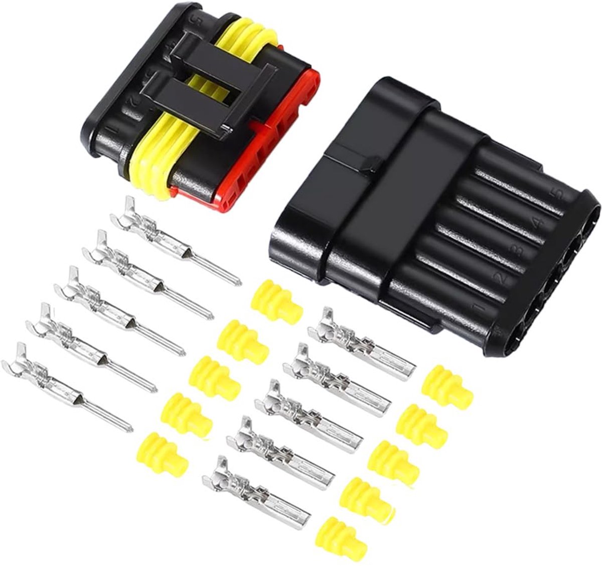 Waterdichte elektrische connectors - 5-delige set - IP65 water- en stofdicht - Ideaal voor auto-verbindingen - ShopVlot