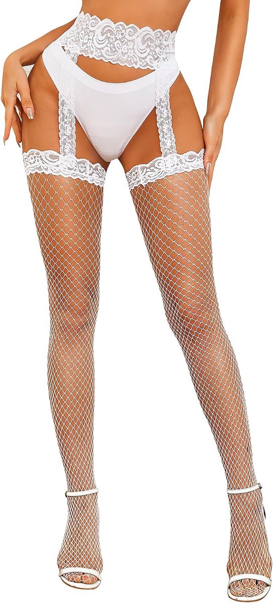 Visnetkousen voor vrouwen - Kantenkousen met jarretels - Hoge kwaliteit - Perfect voor een verleidelijke look - ShopVlot