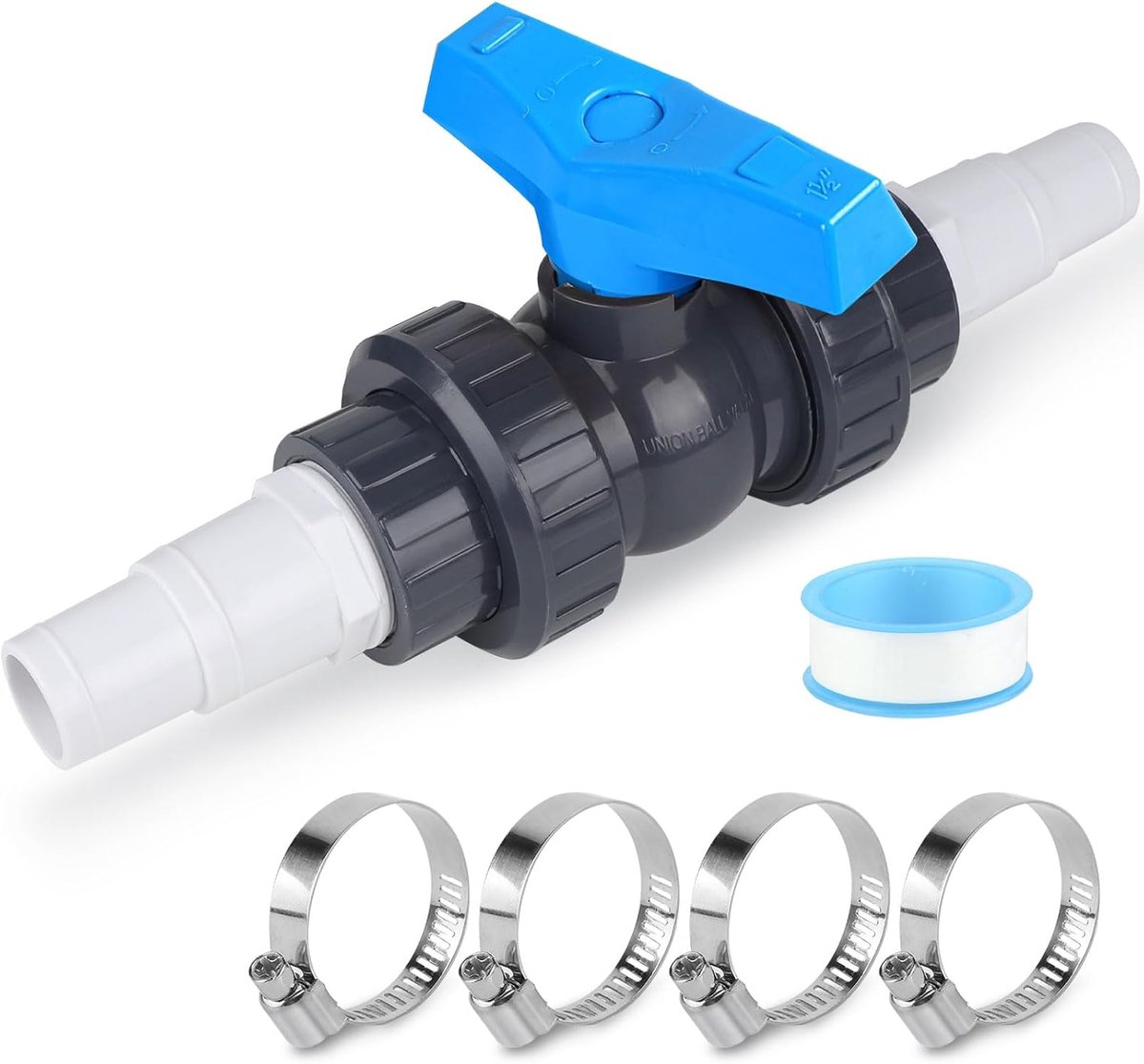 Kogelventiel 32-38mm - PVC - Slangaansluiting - Perfect voor zwembadtoepassingen - ShopVlot