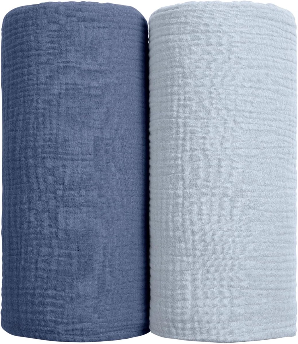 wikkeldekens voor baby - katoen - neutraal - zachte ontvangstdeken, 2 stuks (marineblauw) - ShopVlot