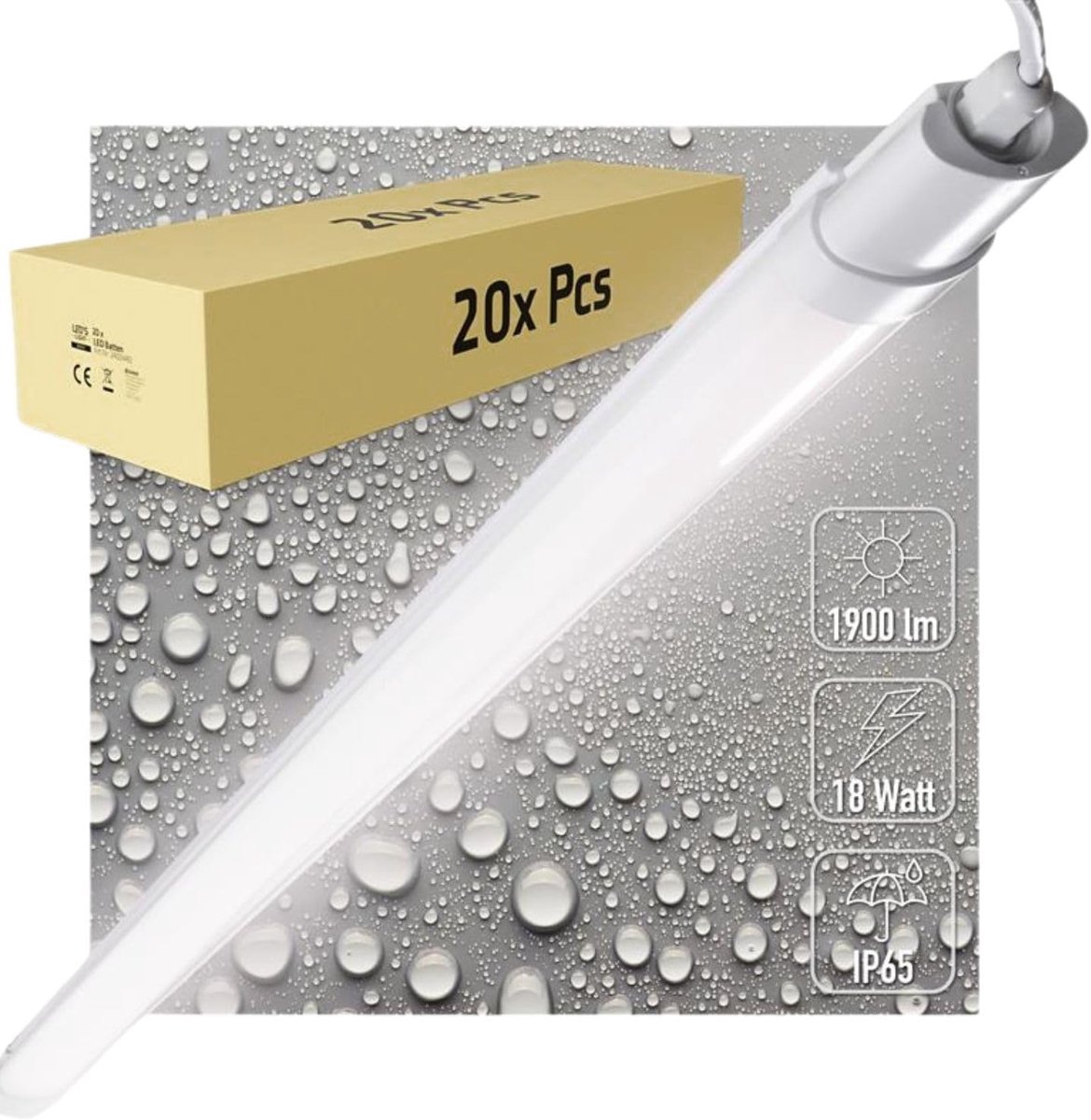 LED Werkplaatslamp 120 cm - IP65 Waterdicht - 1900lm Helder Wit - Ideaal voor Garage - ShopVlot