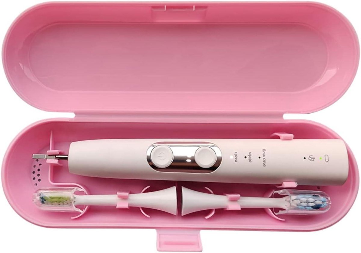 Elektrische Tandenborstel Reiskoffer - Opbergdoos Houder - Hygiënisch Reizen - Universele Compatibiliteit - 21.5 x 8.0 x 4.5 cm - Roze