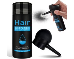 Strooihaar haarverdichting 27,5 g - zwart met mondstuk - waterdicht - verbergt haaruitval - ShopVlot