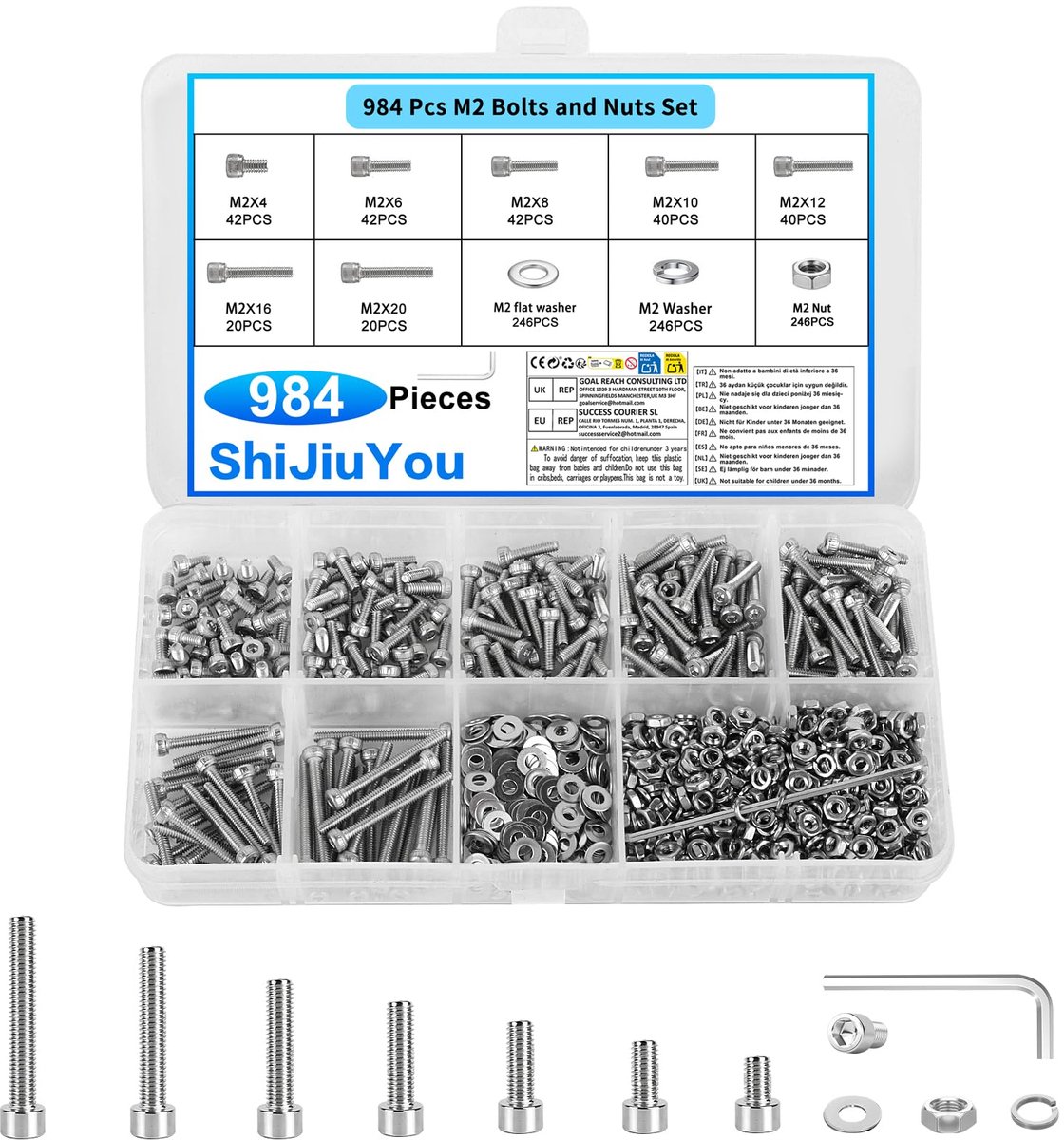 Schroevenset 984-delig - M2 - Assortiment moeren en bouten - Ideaal voor klussen - ShopVlot