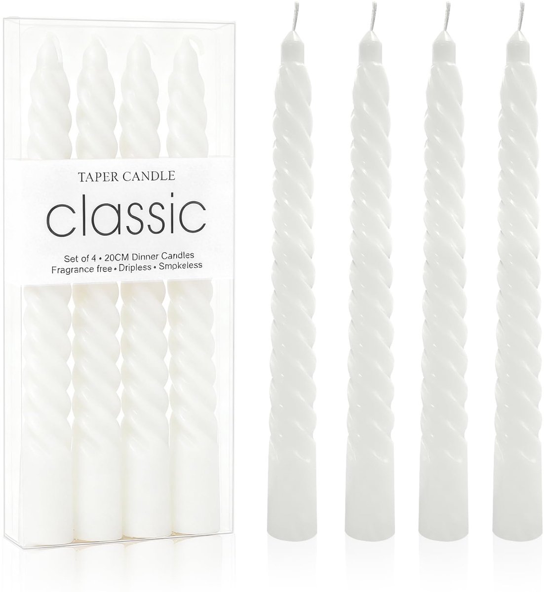 Staafkaarsen gedraaid 4 stuks - premium spiraalkaarsen - sfeervol en decoratief - perfect voor diner - ShopVlot
