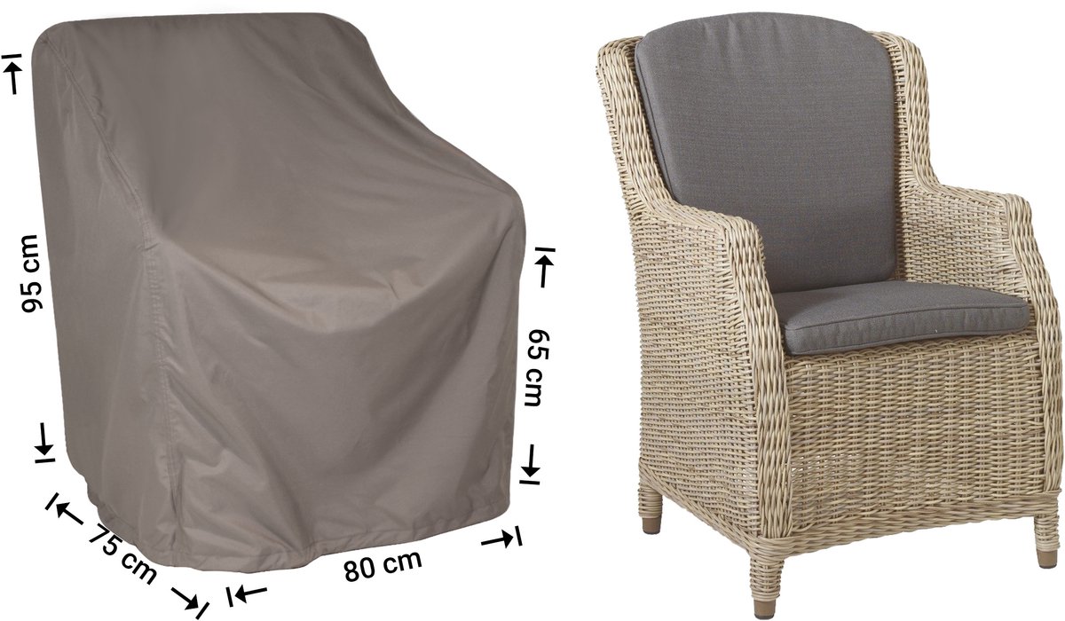 Raffles Covers Tuinstoelhoes - 80 x 75 H: 95 cm - RTGC80 - Waterdicht - Ademend - UV-bestendig - Elastisch rijgkoord - Beschermhoes tuinmeubelen Taupe
