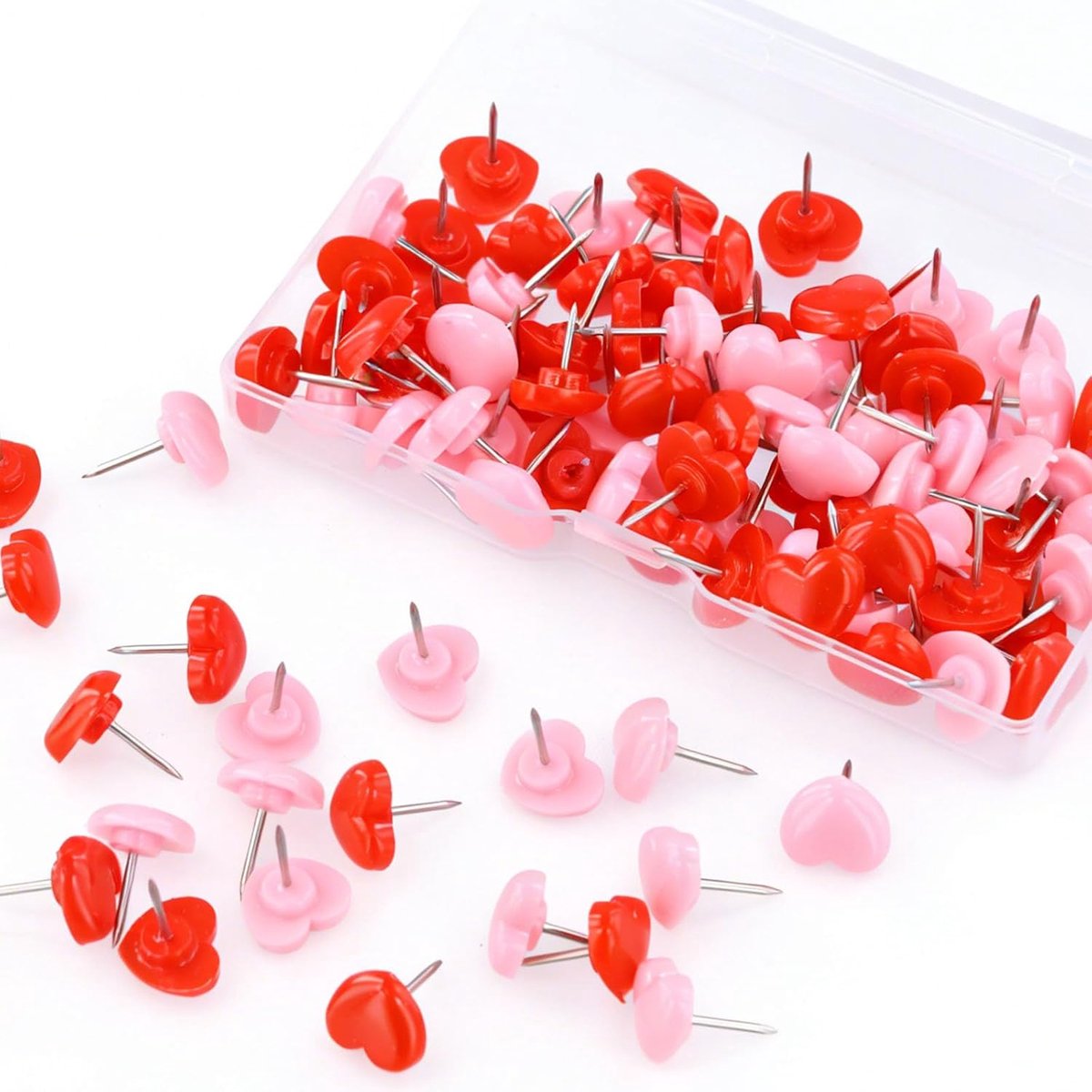 Duizend hartvormige punaise - 100 stuks - Roze en rood - Voor kantoor en thuisorganisatie - ShopVlot
