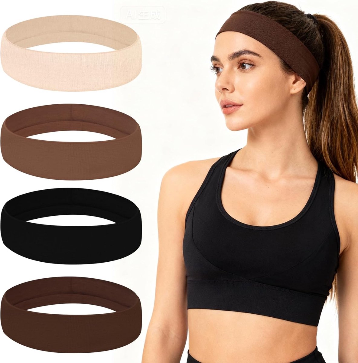 Sporthoofdband voor vrouwen - 4 stuks - elastisch - antislip - perfect voor yoga - ShopVlot