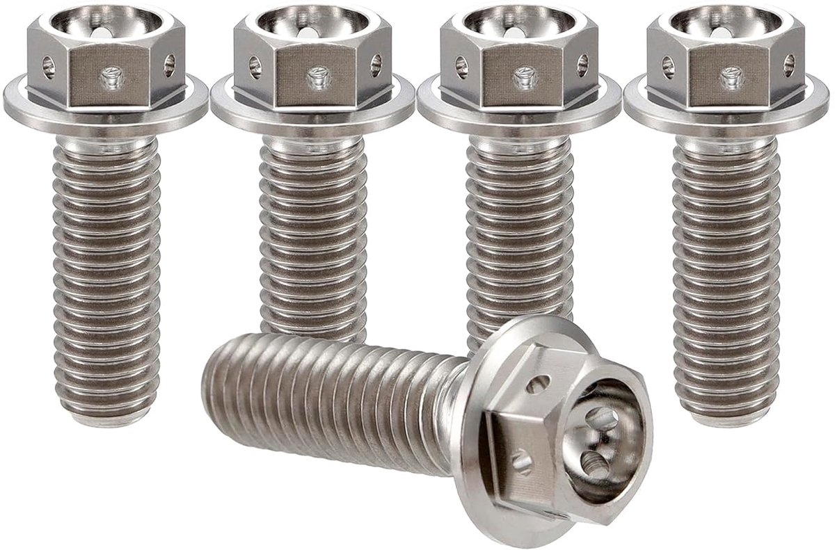Titanium bouten M6x10mm - Flensvormige hex kop - Hoogwaardige GR5 titanium - Perfect voor sportieve toepassingen - ShopVlot