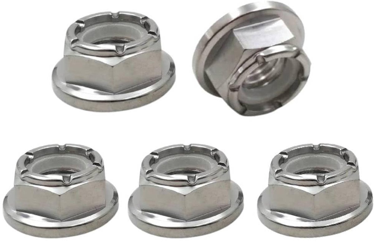 Flensmoer M12 x 1.25mm - Titanium legering GR5 - Nylon vergrendelmoer - Ideaal voor zware toepassingen - ShopVlot