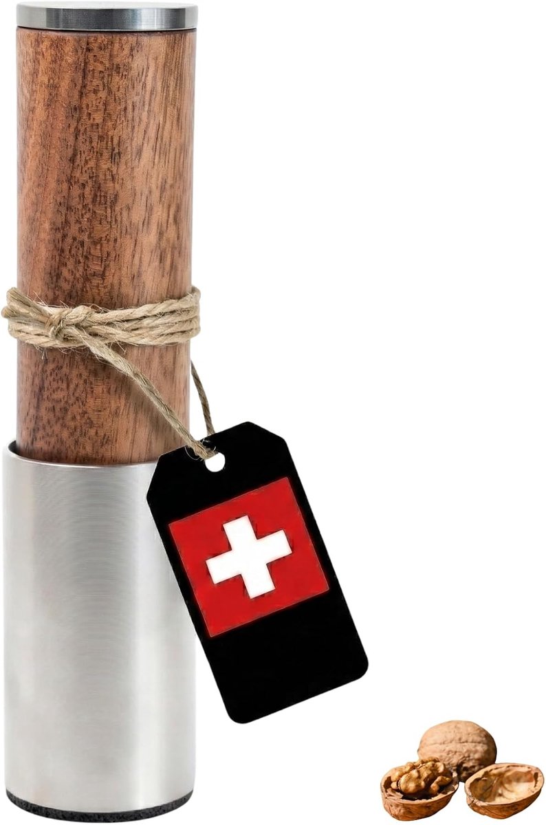 Notenkraker handgemaakt - Walnotenhout & RVS - Schoon kraaksysteem zonder afval - Luxe cadeauverpakking - ShopVlot