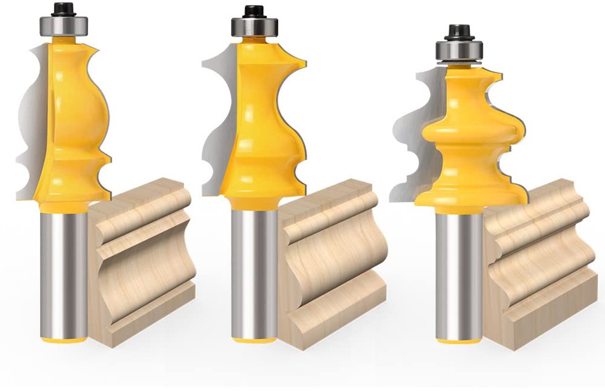 Frezen set 12mm - 3-delige vormfrees set - C3 microkorrel carbide - ideaal voor houtbewerking - ShopVlot