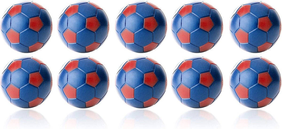Kickerball set van 10 - 35 mm - blauw-rood - duurzaam en naadloos - ShopVlot