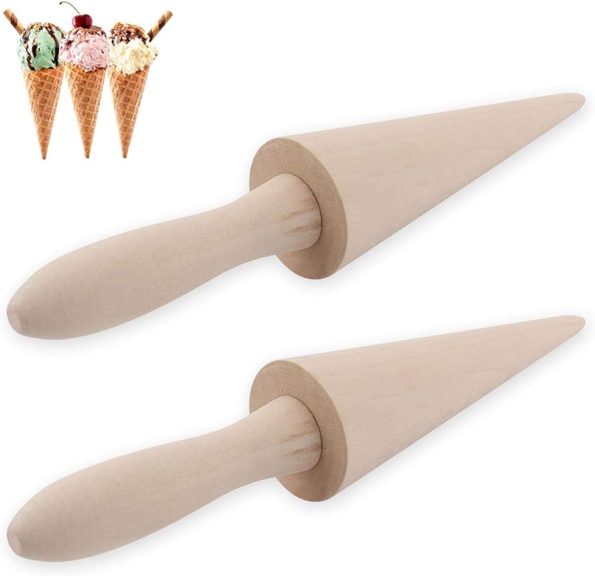 IJscone maker - 2 stuks - houten conische mold - comfortabele grip - ideaal voor bakken - ShopVlot