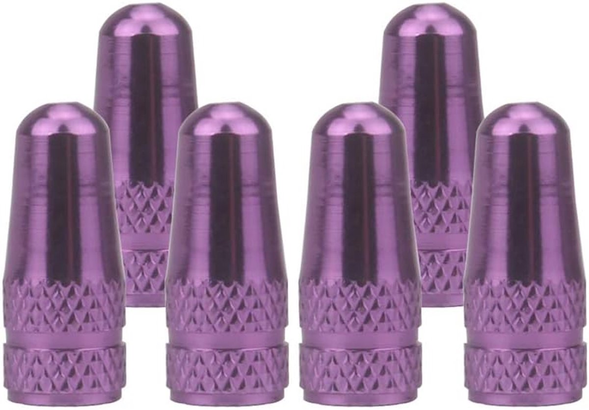 Fietsventiel doppen 6 stuks - aluminium legering - paars - beschermt tegen vuil - ShopVlot