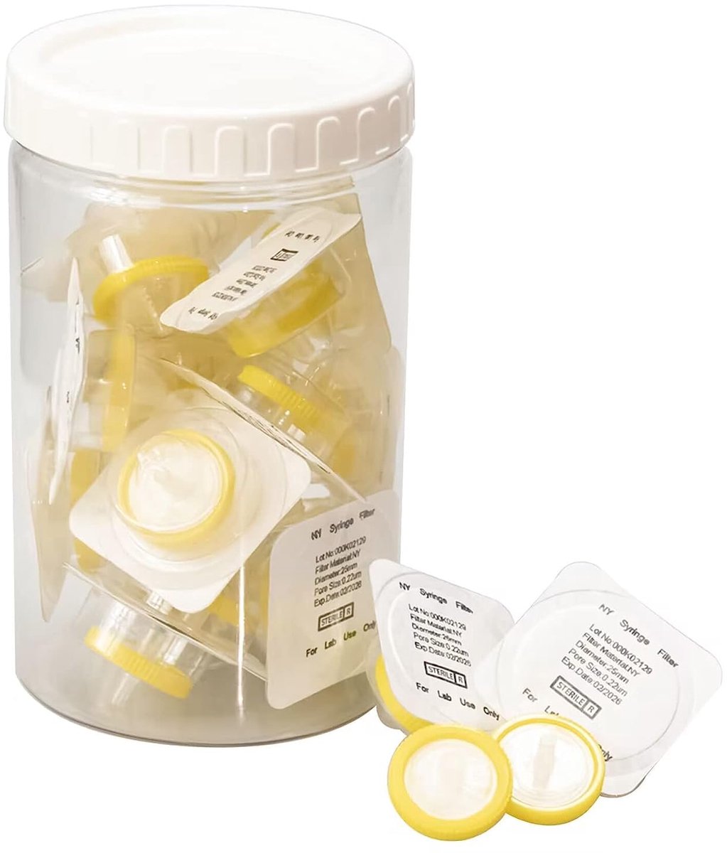 Syringe filters 25mm diameter - nylon membraan - 0.22um poriegrootte - ideaal voor HPLC en GC - ShopVlot