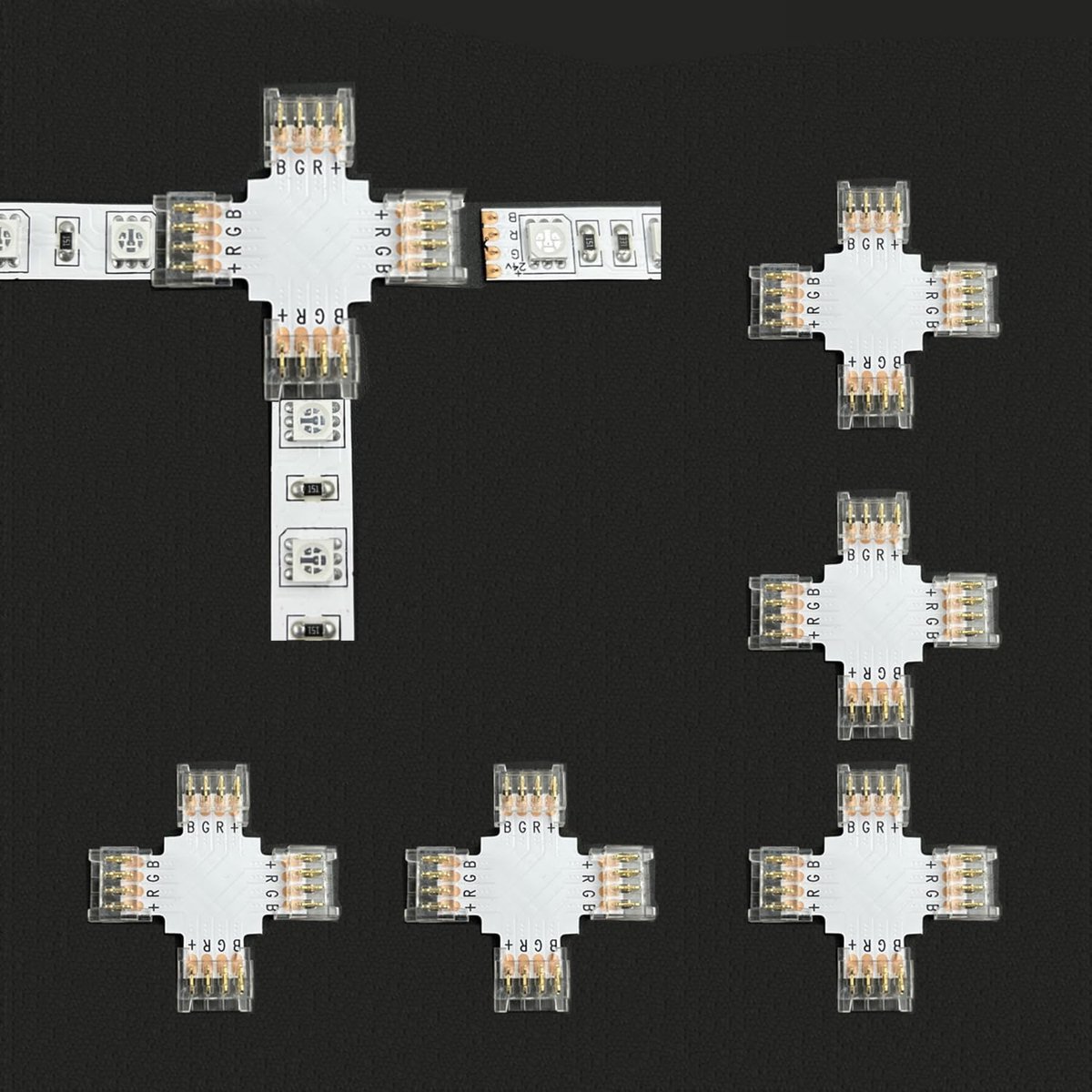 LED strip connector kit 10mm - 4-pins - 15 stuks - naadloze verbinding - ideaal voor RGB verlichting - ShopVlot