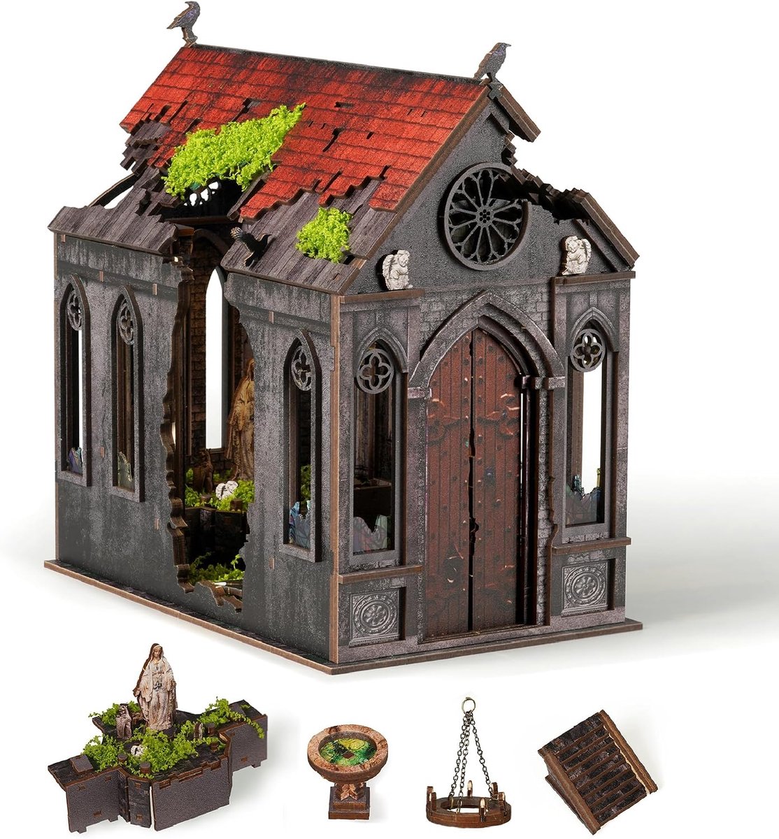 Boek Nook Kit - 3D Houten Puzzel - Miniatuur Decoratie - Betoverende Boekenkast Invoeging (Tempel) - ShopVlot