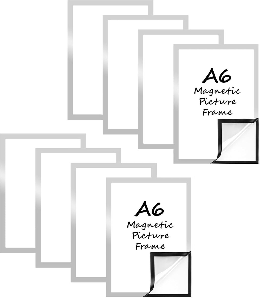 A6 magnetic fotolijsten set van 8 - zelfklevend - waterproof - perfect voor certificaten en documenten - ShopVlot