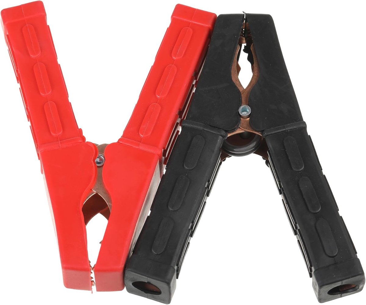 Crocodile clips set van 2 - pure koperen accuklemmen - geïsoleerd met beschermhoes - ideaal voor accutesten - ShopVlot