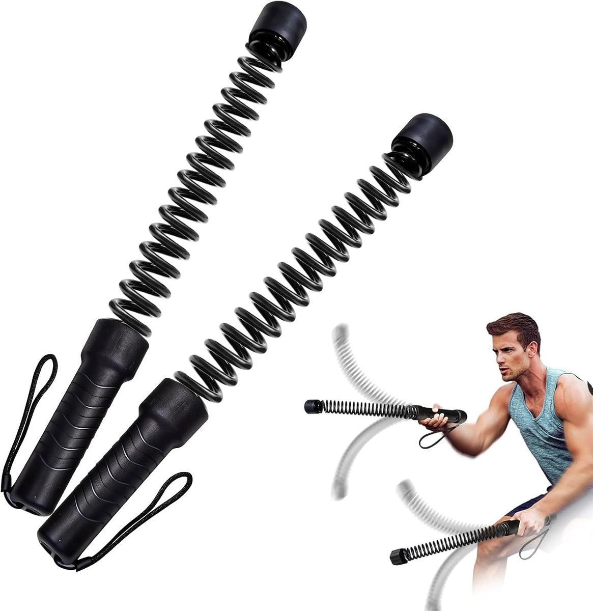 Battle Ropes geluidloos - verzwaard en draagbaar - ideaal voor thuisgebruik - verbrandt vet en bouwt spieren op - ShopVlot