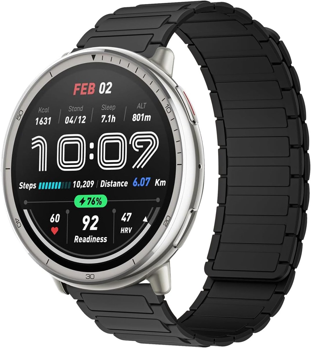 Siliconen Horlogeband 20mm - Zwart - Magnetische Vervangband - Comfortabel voor Amazfit - ShopVlot