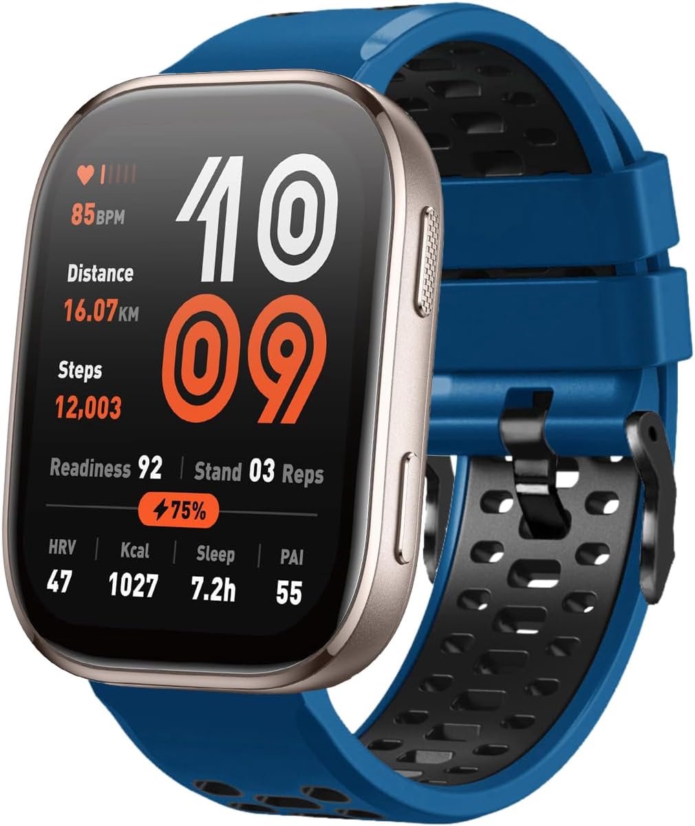 Siliconen Horlogeband 22mm - Vervangingsarmband - Blauw Zwart - Comfortabel en duurzaam - ShopVlot