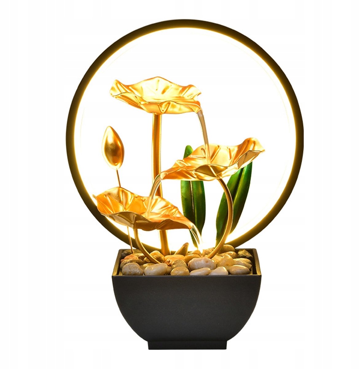 Zen Lotus Decoratieve Waterfontein met LED Verlichting - 28cm