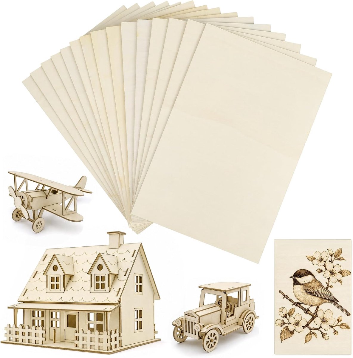 Balsahout platen 2 mm - multiplex 300 × 200 mm - gladde afwerking - ideaal voor modelbouw - ShopVlot