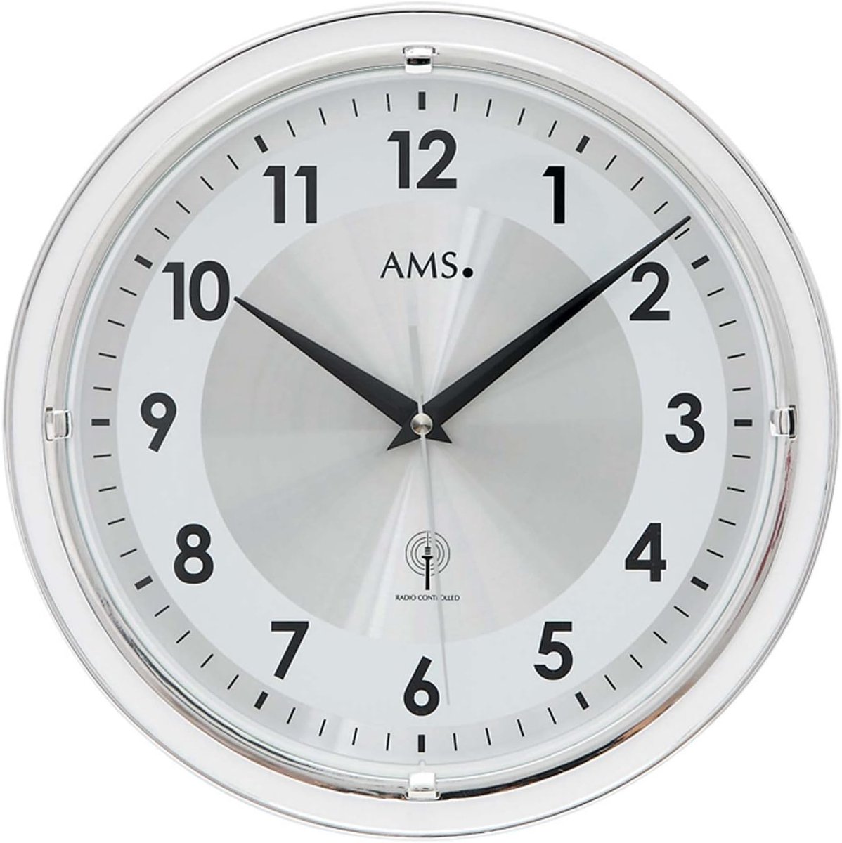 Wandklok 30 x 4 x 264 cm - Zilver - Radiogestuurd uurwerk - Perfecte tijdsweergave - ShopVlot