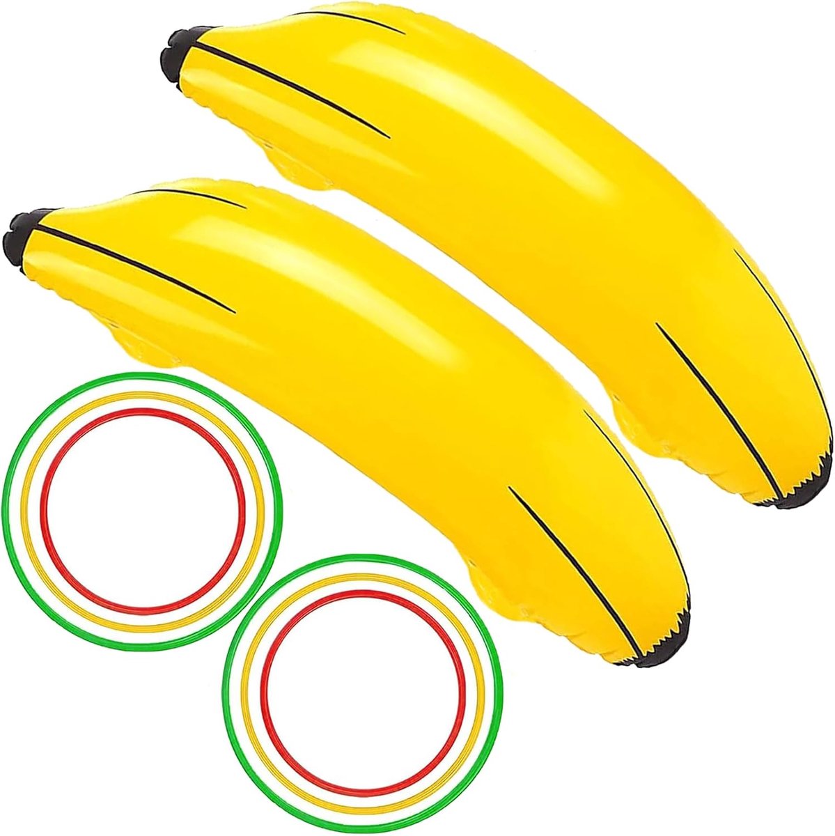 Opblaasbare banaan gooien - 2 stuks - 66 inch - met 6 kleurrijke ringen - leuk voor poolparty's - ShopVlot