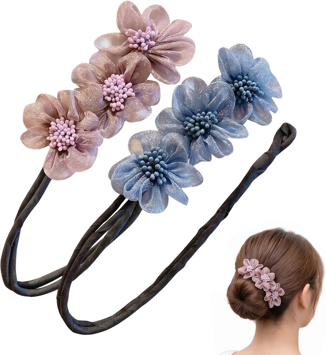 Haarknotvormers set van 2 - bloemenrollen - elegante kapsels - voor dagelijks gebruik - ShopVlot