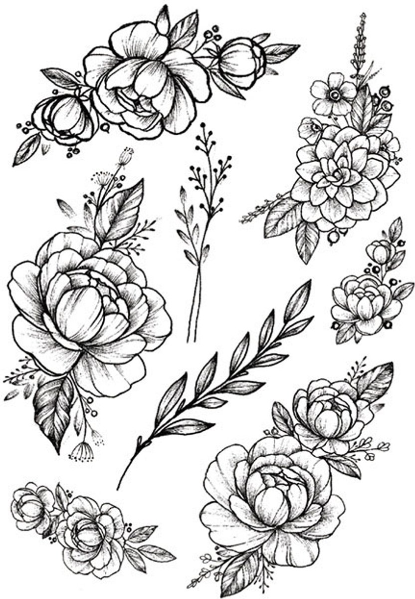 Tijdelijke tattoo bloemen floral kuit 3 dagen