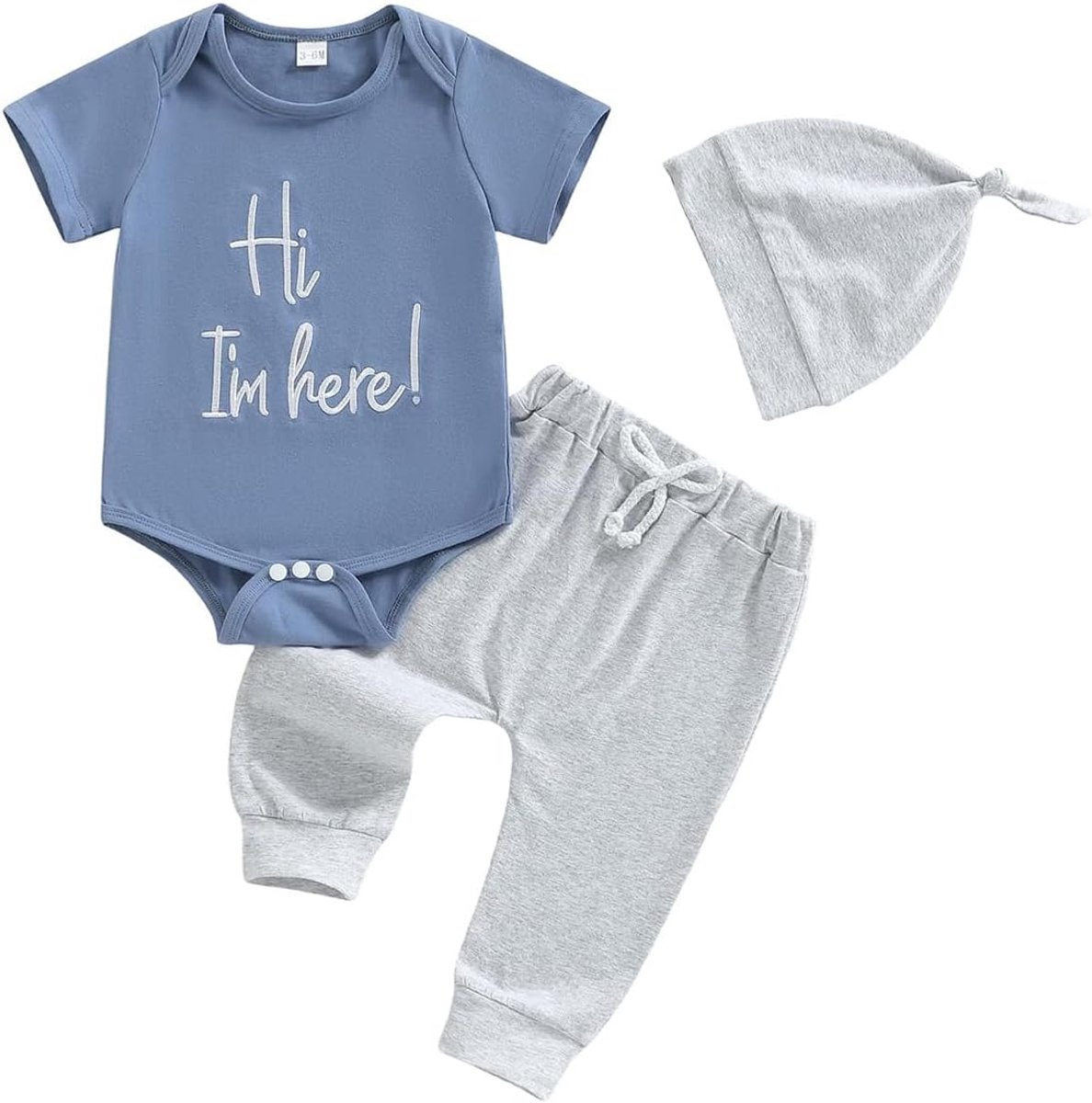 Baby jongens kledingset - newborn - letterprint - 3-delige zomerset met hoedje - SnelShoppen