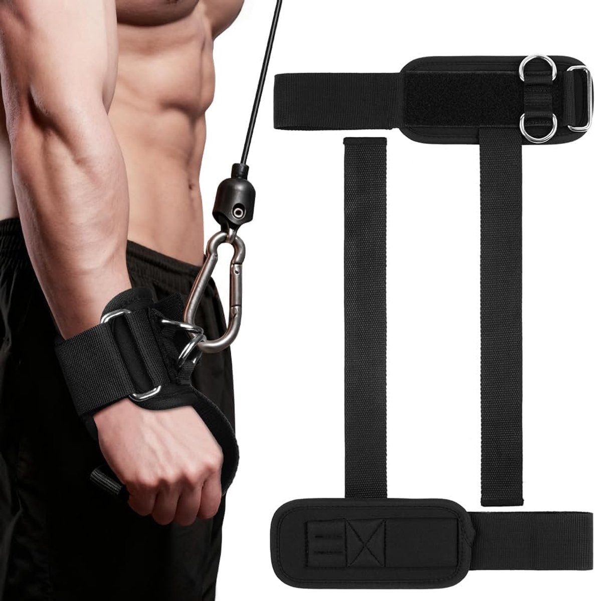 Wrist support straps - heavy duty - zwart - ideaal voor deadlifts en bodybuilding - SnelShoppen