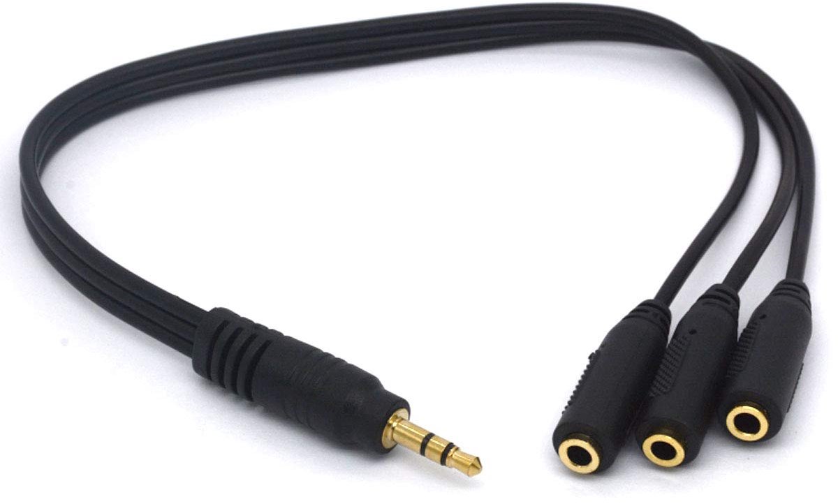 3-Way 3.5mm Splitter, Gold Plated 3.5 (1/8") TRS Male To 3 Female Stereo Audio Cable - ShopVlot