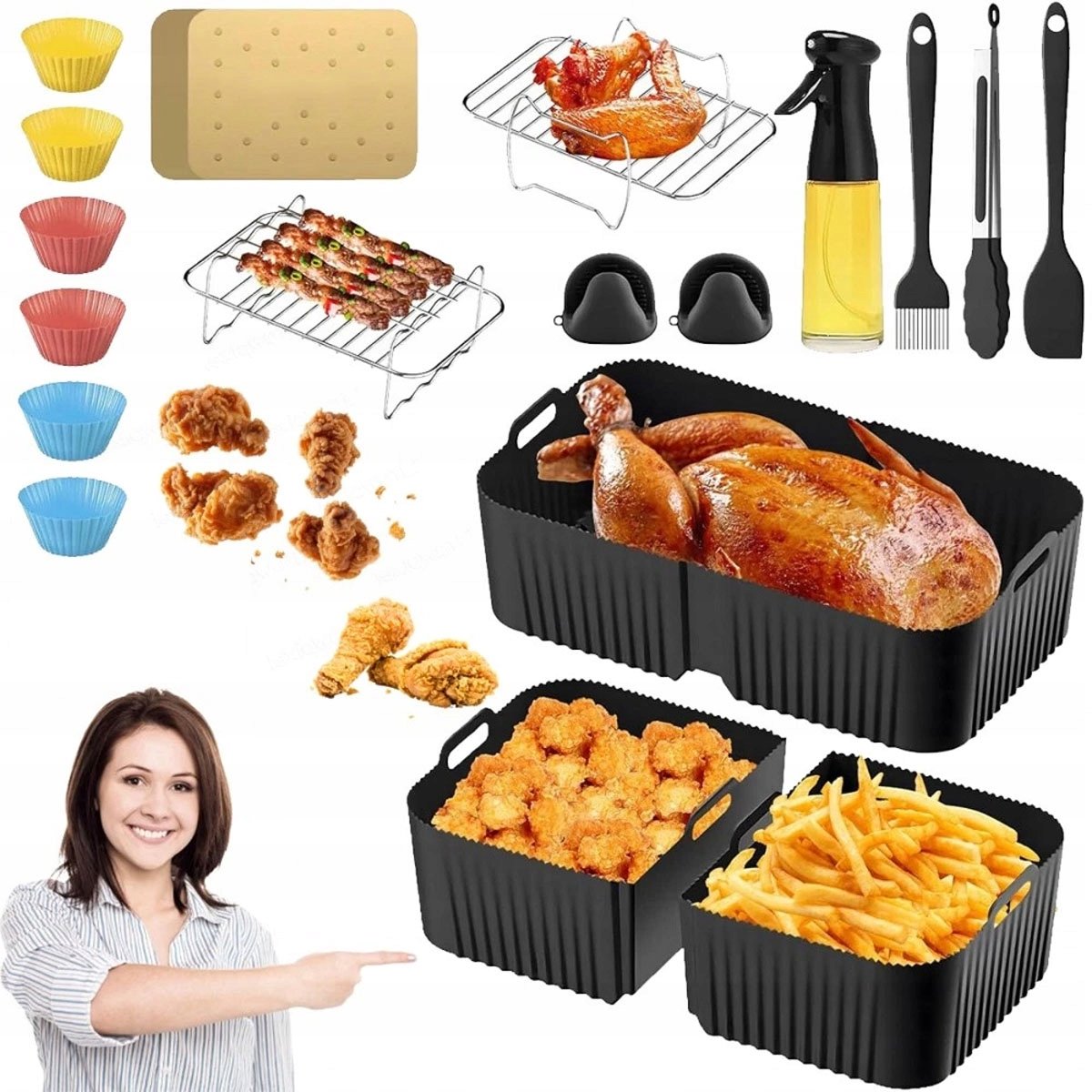 Merkloos Airfryer Accessoireset voor Ninja Foodi Flexdrawer 10,4L